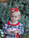 Load image into Gallery viewer, Christmas Plaid Smocking Embroidered Girls Bloomers Romper Set

