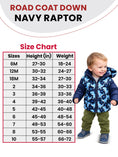 Load image into Gallery viewer, Car Seat Coat | The Road Coat Down - Navy Raptor Print

