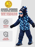 Load image into Gallery viewer, Car Seat Coat | The Road Coat Down - Navy Raptor Print
