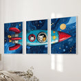 Load image into Gallery viewer, Outer Space Kids Wall Art. Rocket and Stars Nursery Prints
