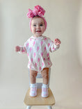 Load image into Gallery viewer, Hooded Bubble Romper | Pink Bolts

