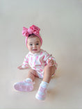 Load image into Gallery viewer, Hooded Bubble Romper | Pink Bolts
