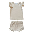 Load image into Gallery viewer, Ruffle Ribbed Short Set - Cream
