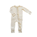 Load image into Gallery viewer, Cream Baby Pajamas | Ruffle Zipper Romper
