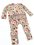 Load image into Gallery viewer, Dusty Pink Floral Baby Pajamas | Ruffle Zipper Romper
