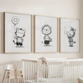 Load image into Gallery viewer, Black White Gender-Neutral Nursery Art Set. Lion Tiger Zebra
