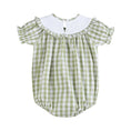 Load image into Gallery viewer, Sage Green Gingham Pumpkin Smocked Romper
