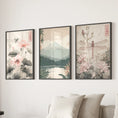 Load image into Gallery viewer, Japandi Style Set of 3 Wall Art. Floral and Mountain Prints
