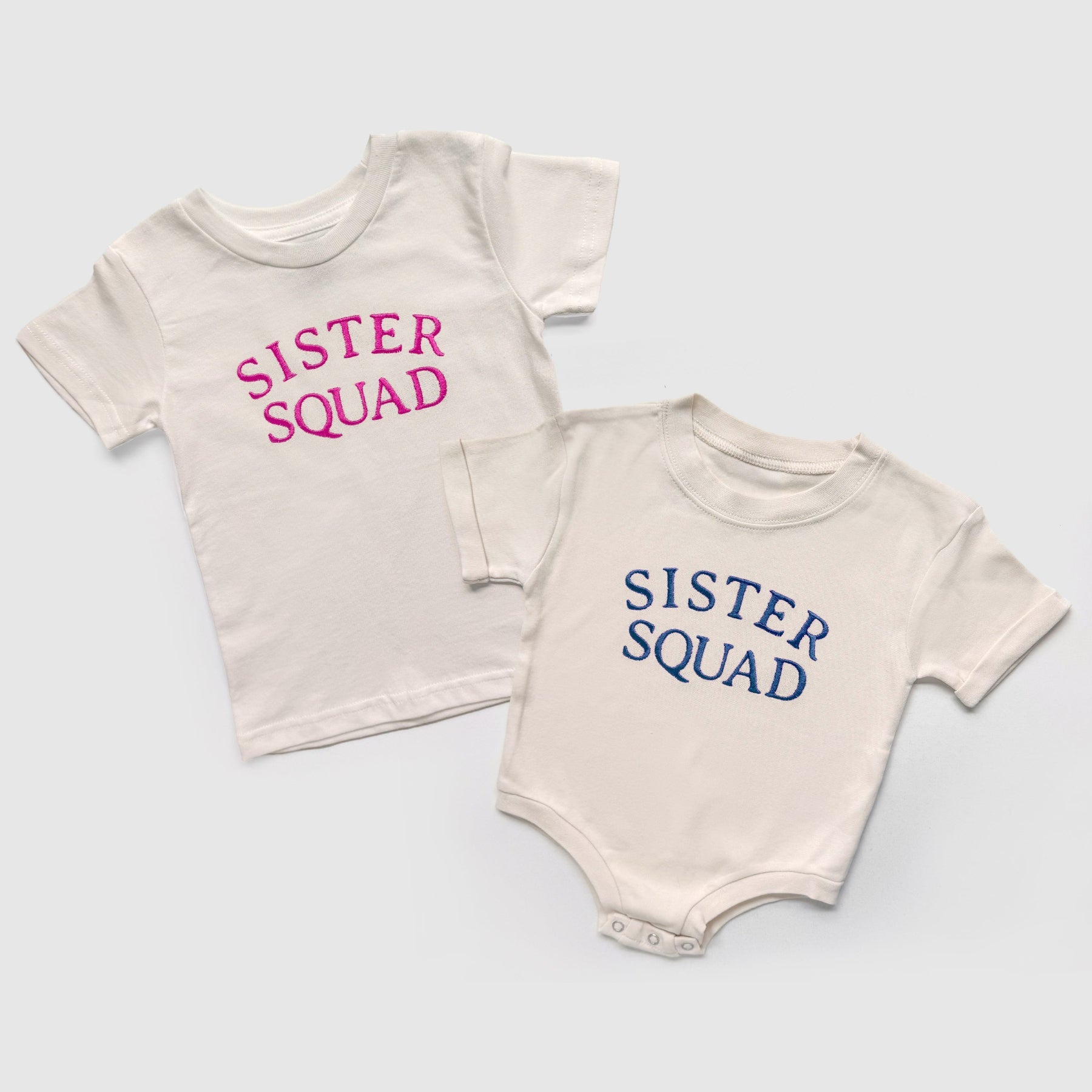 Embroidered "Sister Squad" Coordinating Sister Outfits