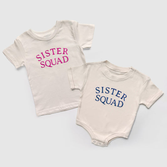 Embroidered "Sister Squad" Coordinating Sister Outfits