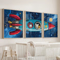 Load image into Gallery viewer, Outer Space Kids Wall Art. Rocket and Stars Nursery Prints
