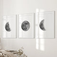 Load image into Gallery viewer, Moon Phases Set of 3 Prints. Black and White Lunar Cycle
