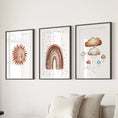 Load image into Gallery viewer, Minimalist Baby Room Wall Art Set of 3. Earthy Rainbow Theme
