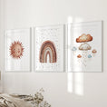 Load image into Gallery viewer, Minimalist Baby Room Wall Art Set of 3. Earthy Rainbow Theme
