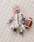 Load image into Gallery viewer, Bamboo Zip Romper | Touchdown Teddy
