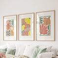 Load image into Gallery viewer, Boho Chic Botanical Decor. Set of 3 Abstract Flowers Prints

