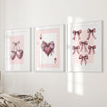 Load image into Gallery viewer, Coquette Cherry Wall Art Set of 3. Pink Romantic Decor
