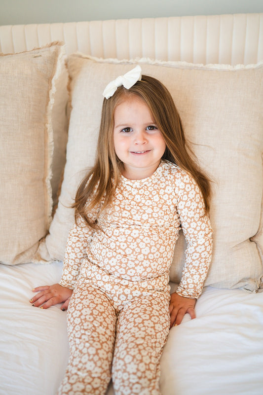 Mocha Ditsy Floral Bamboo Pajama Set