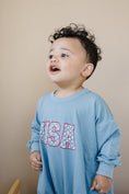 Load image into Gallery viewer, USA Star Bamboo Sweatshirt Romper
