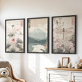 Load image into Gallery viewer, Japandi Style Set of 3 Wall Art. Floral and Mountain Prints

