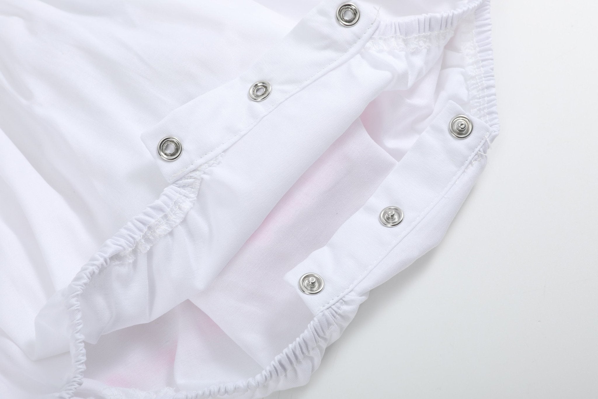 White and Pink Bows Smocked Ruffle Romper