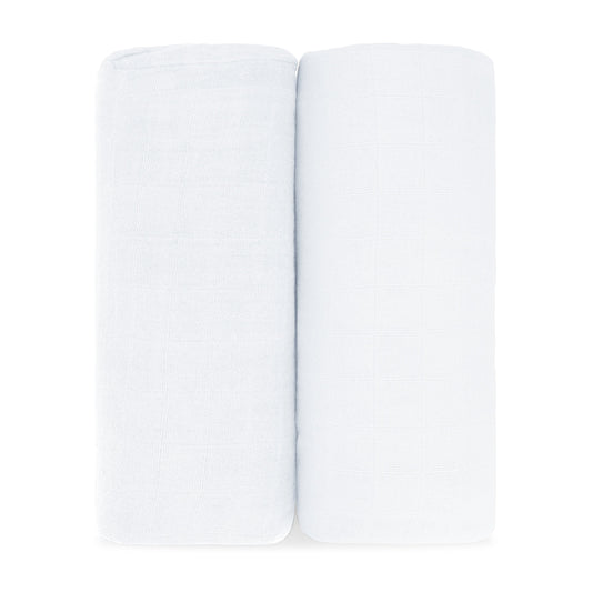 Muslin Swaddle Blanket in White, 2 Pack