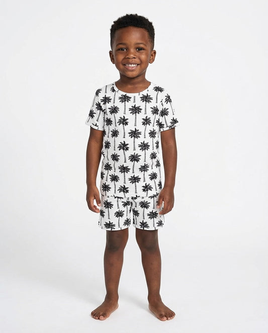 Bamboo Shorts Set | Palm Style White