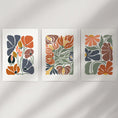 Load image into Gallery viewer, Boho Botanical Set of 3 Wall Art. Abstract Flowers Prints

