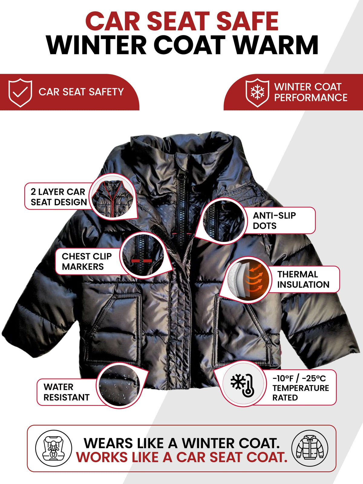 Car Seat Coat | The Road Coat Vegan - Black