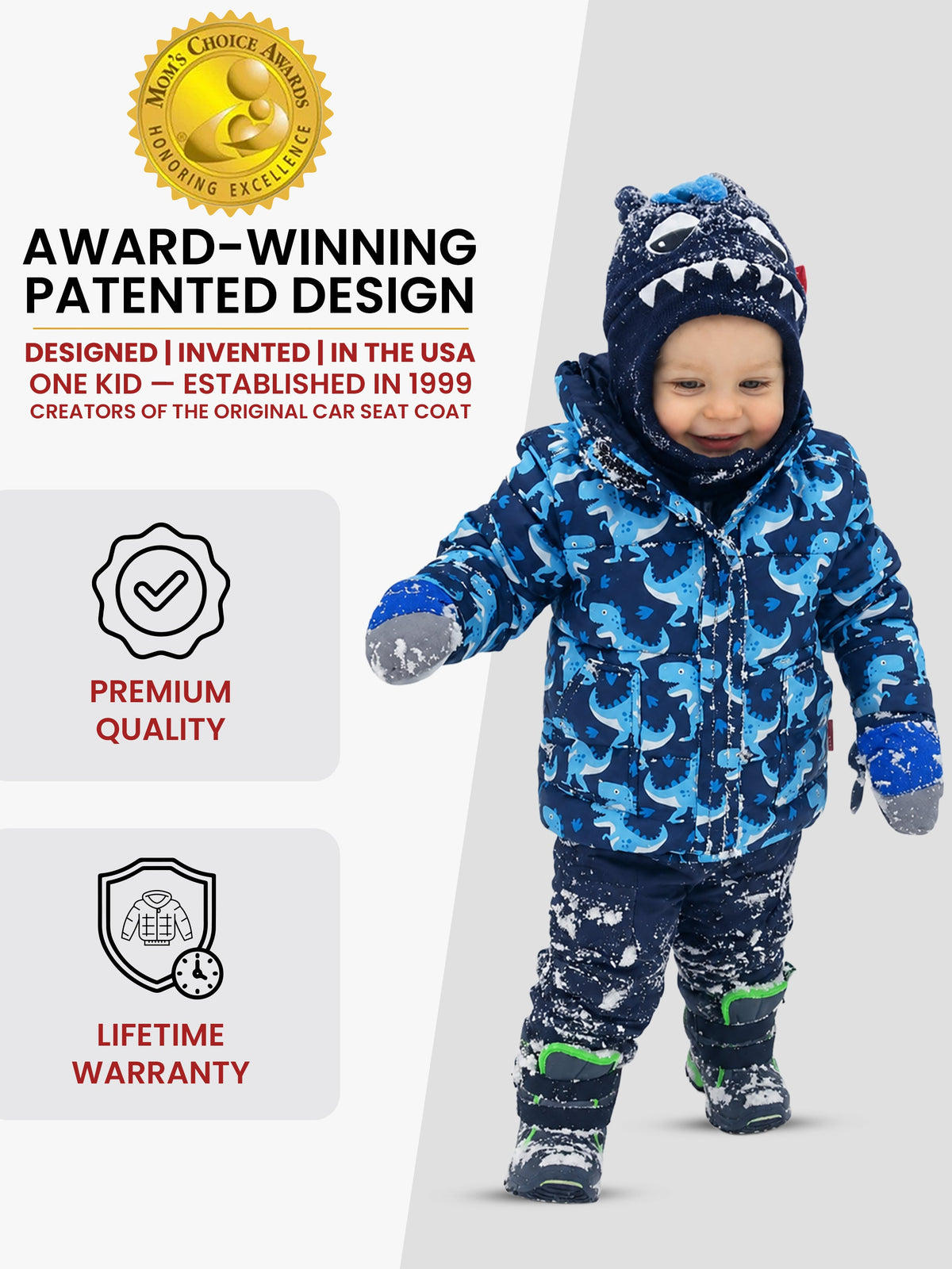 Car Seat Coat | The Road Coat Vegan - Navy Raptor Print
