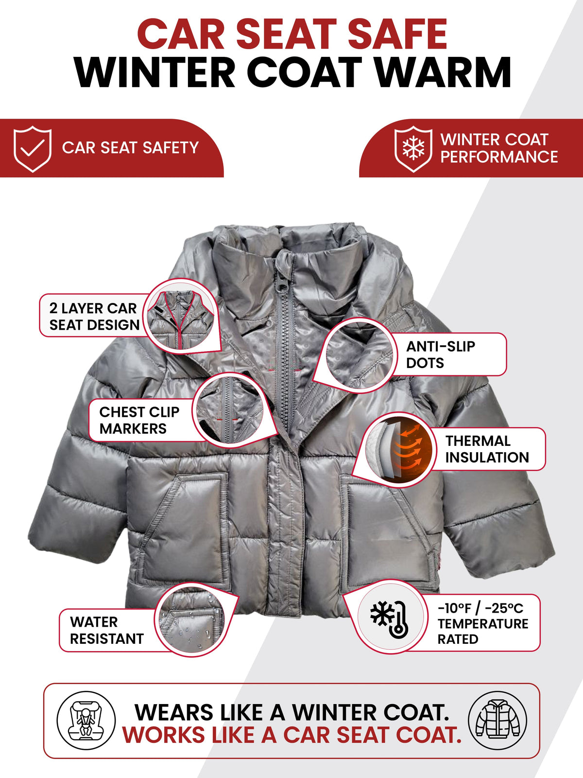 Car Seat Coat | The Road Coat Vegan - Platinum