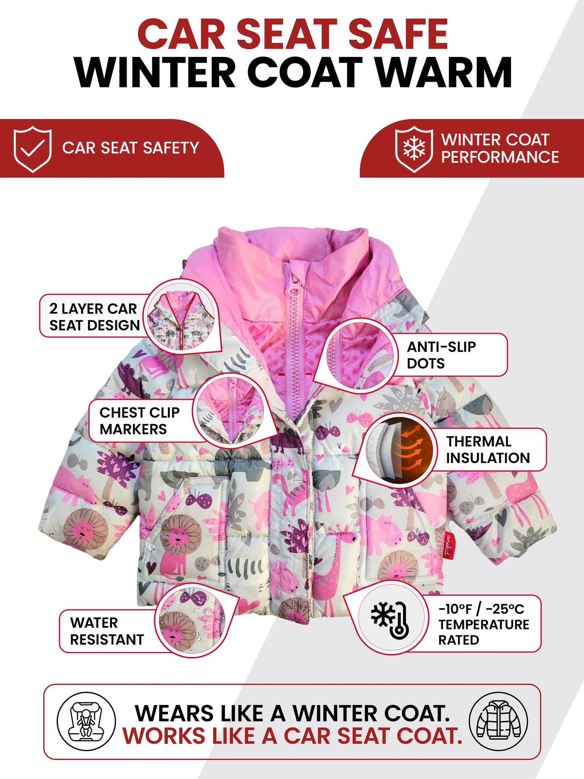 Car Seat Coat | The Road Coat Vegan - Safari Print