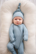 Load image into Gallery viewer, Arona Blue Ribbed Baby Pajamas | Zipper Romper
