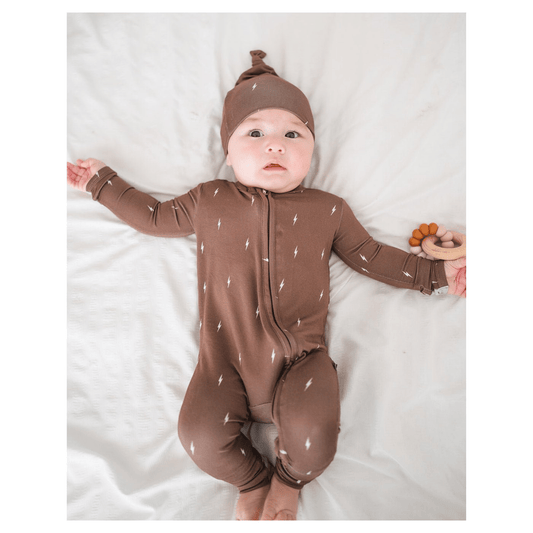 Brown Lightning Baby Pajamas | Zipper Romper