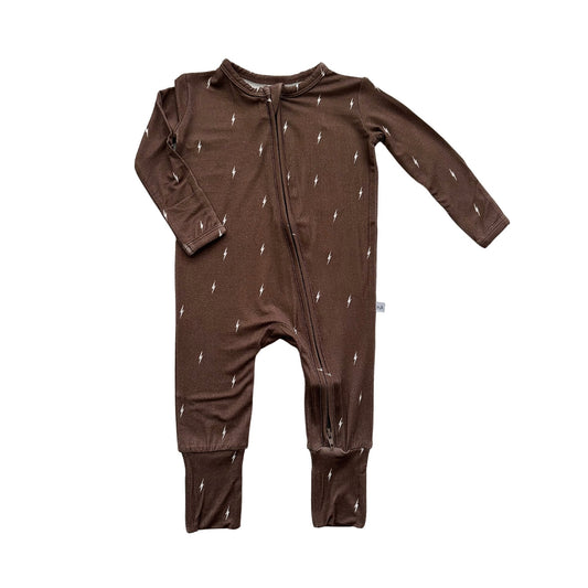 Brown Lightning Baby Pajamas | Zipper Romper
