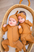 Load image into Gallery viewer, Caramel Ribbed Baby Pajamas | Zipper Romper
