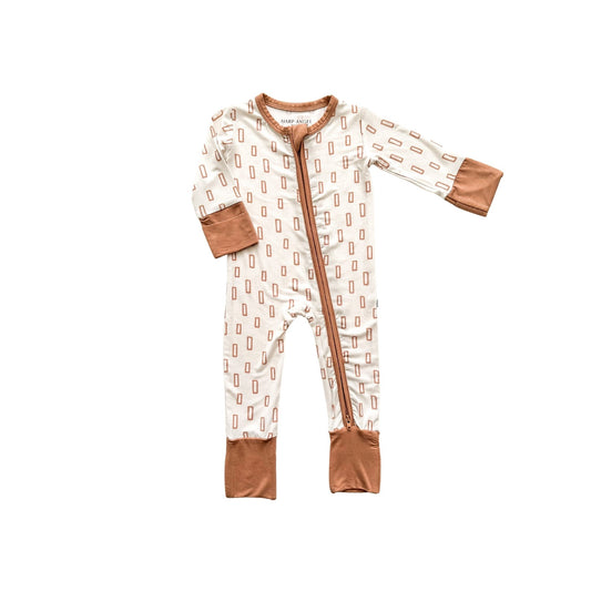 Neutral Rectangle Baby Pajamas | Zipper Romper